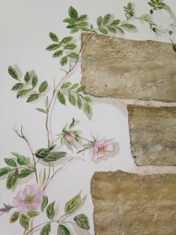 Trompe-l’œil : fausses pierres et végétaux peints Trompe-l’œil : fausses pierres et végétaux peints