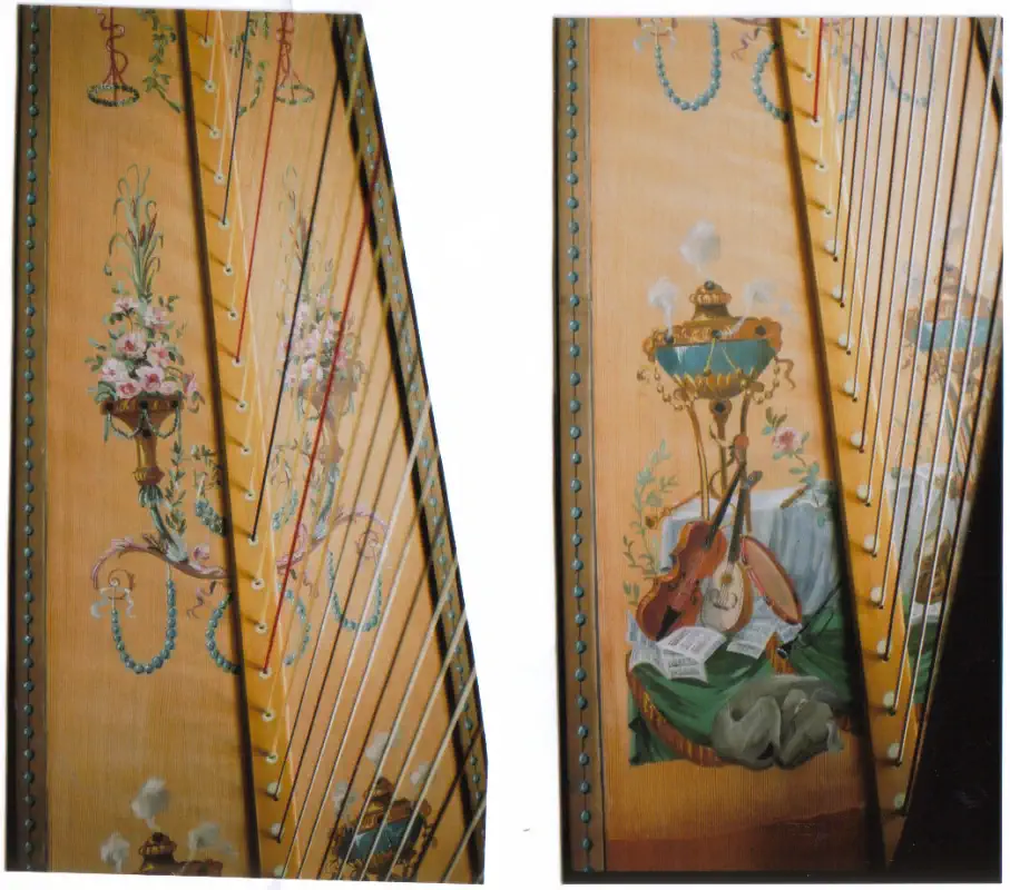 Décor d’une table d’harmonie d’une harpe Décor d'une table d'harmonie d’une harpe